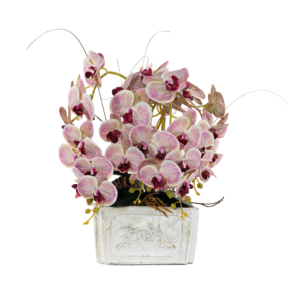Yapay Buğulu Pembe Renk 4 Dal Islak Orkide Arajmanı
