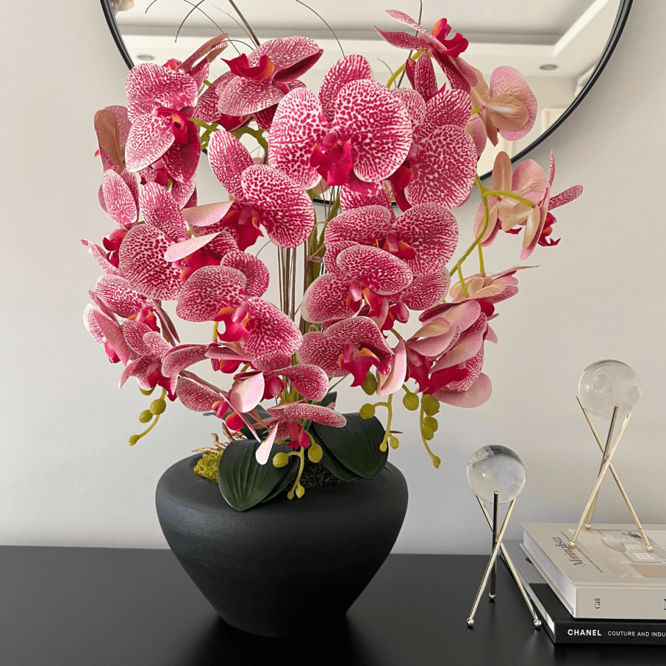 Yapay Pembe Renk 4 Dal Islak Orkide Aranjmanı